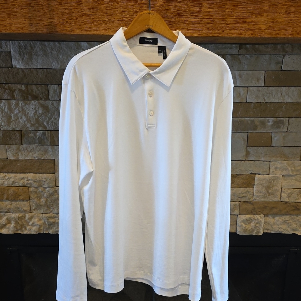 Theory Classic White Long Sleeve Polo